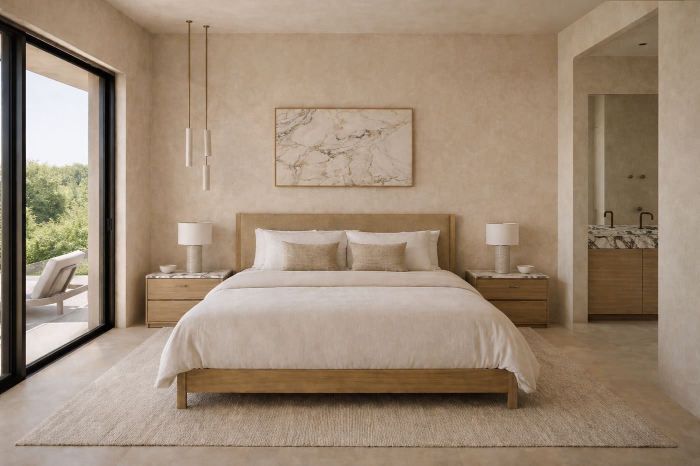 Varcon Group custom home, master bedroom with garden views, Glen Iris