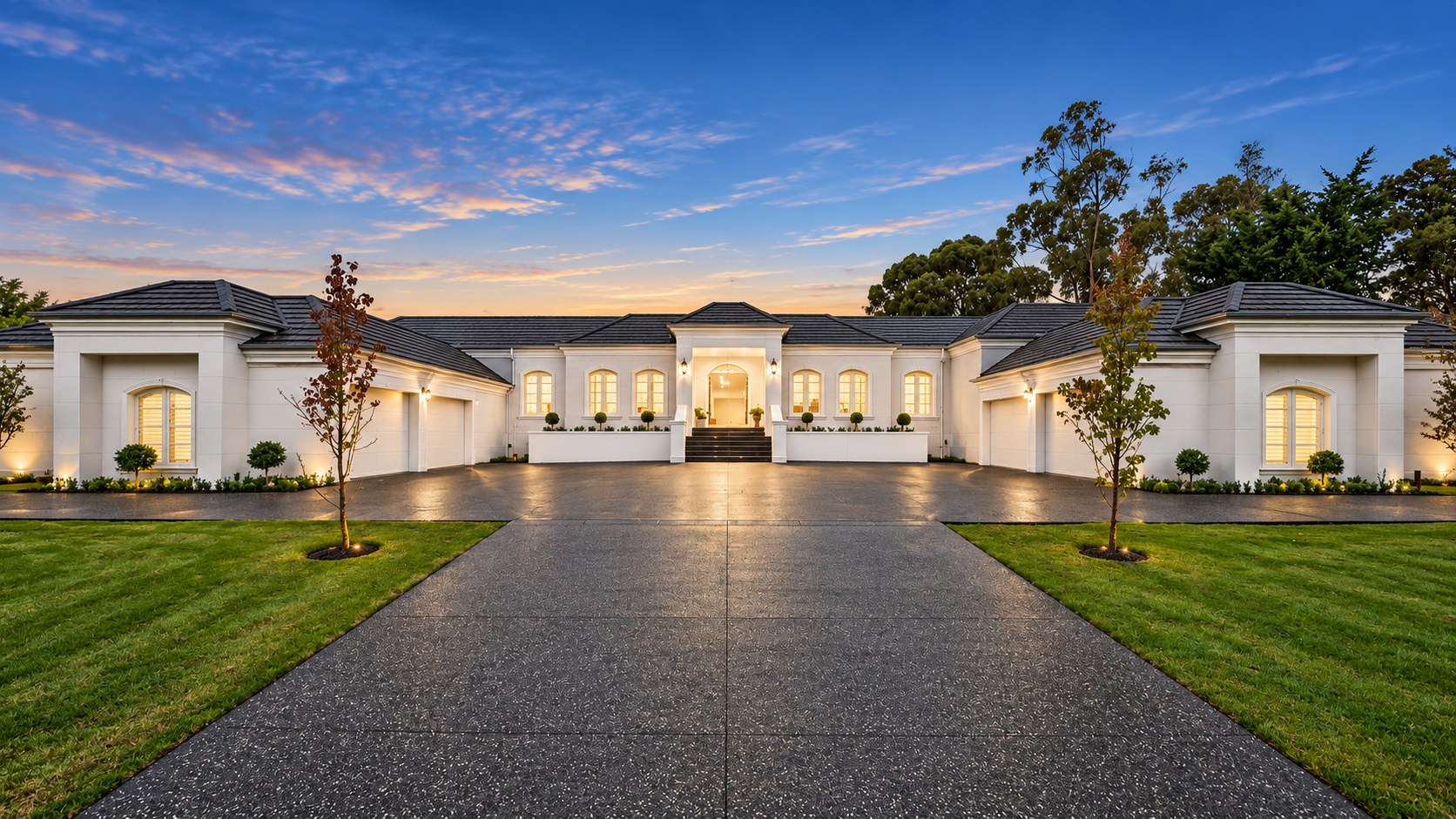 Templestowe custom home, classical facade with architectural symmetry