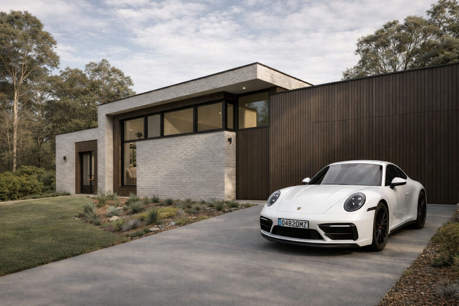 Glen Iris custom home, contemporary architectural facade with garden frontage