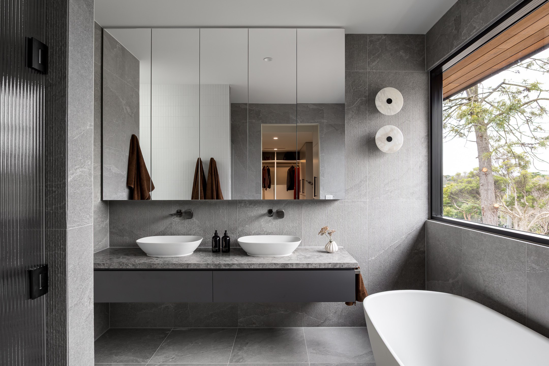 Varcon Group knockdown rebuild, ensuite bathroom with double vanity, Grange Street, Mont Albert